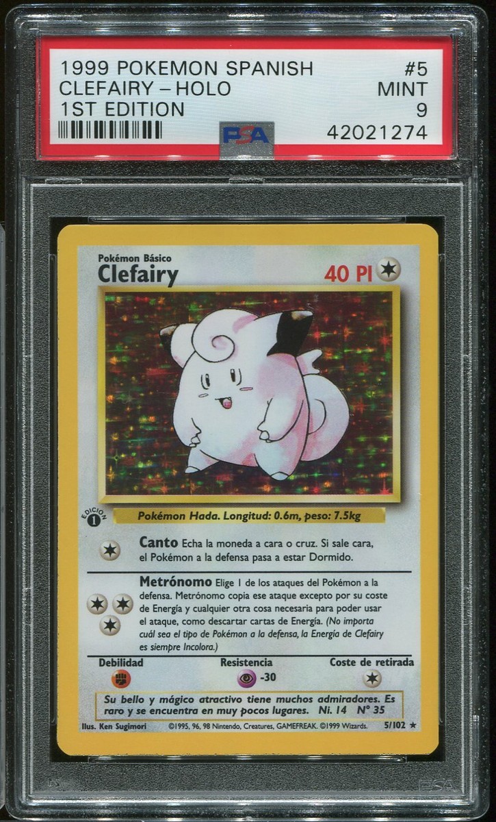 Clefairy PSA 9 Spanish 1st Edition Base Complete Holo Set #5