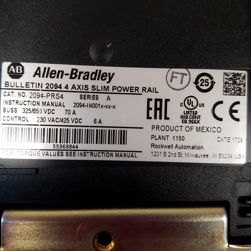 Allen Bradley 2094-PRS4 Series A 4 Axis Slim Power Rail - USED - Picture 2 of 5
