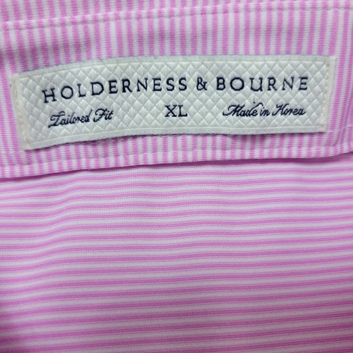 Holderness & Bourne Tailored Fit Herren XL Pink Weiß Performance Stretch Polo - Bild 4 von 7