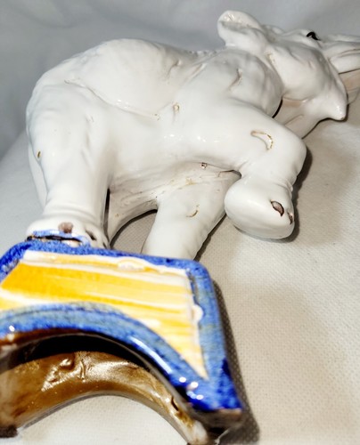 Pair Of Italian Majolica Pottery White Circus Elephant Figurine Statues/Italy - Picture 15 of 24