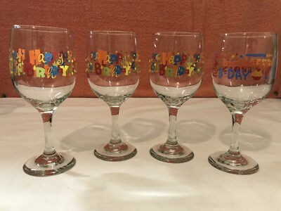 Happy Birthday Wine Glasses Ebay