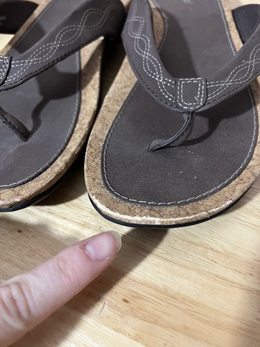 Speedo Brown Thong Flip Flops Women's Size 9 Casual Flat Cork Insole - Picture 6 of 8