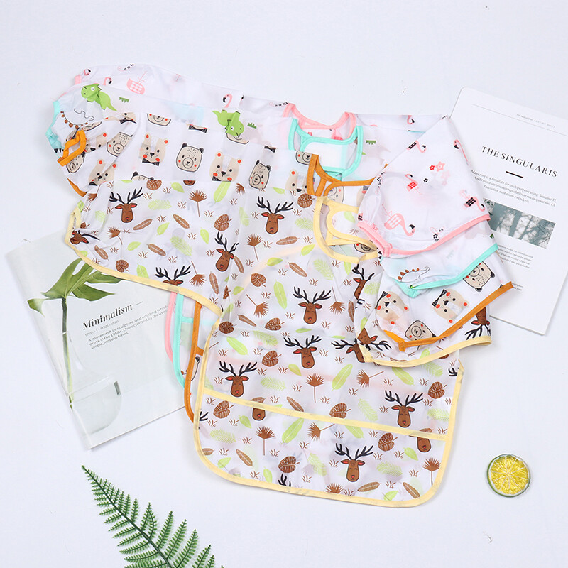 New Baby Kids Toddler Long Sleeve Waterproof Art Smock Feeding Bib Apron Pocket' - Picture 7 of 16