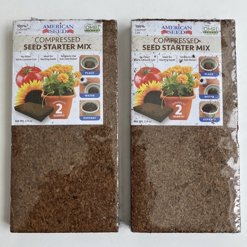 Organic Coconut Coir Bricks for Plants Seed Starting 2 Pack 4qt Compressed Soil