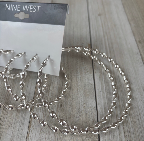 Pendientes de aro Nine West aros de plata 3 pares - Imagen 2 de 5
