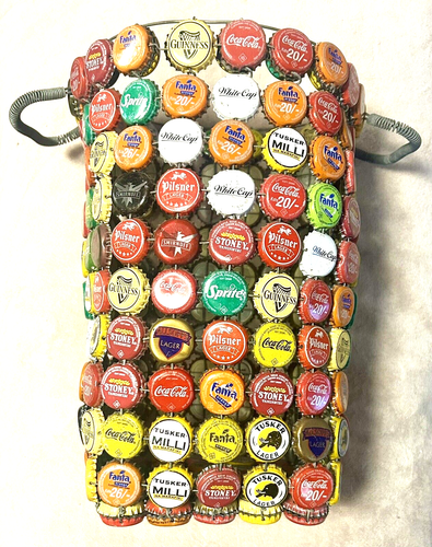 CESTA DE BASURA DE TAPA DE BOTELLA DE COLECCIÓN - TAPAS DE REFRESCOS Y CERVEZA COLECCIONABLES AFRICANAS Y AMERICANAS - Imagen 3 de 11