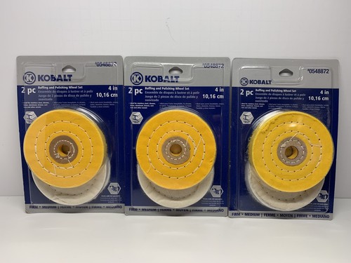 Lot of 3 - Kobalt 4'' Buffing and Polishing Wheel 2Pc Set For Bench Grinder - Picture 1 of 5