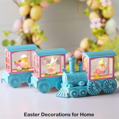 6H Timer Glitter Light Up Easter Bunny Train Gnome Chicken Eggs Battery Operated - Picture 3 of 6