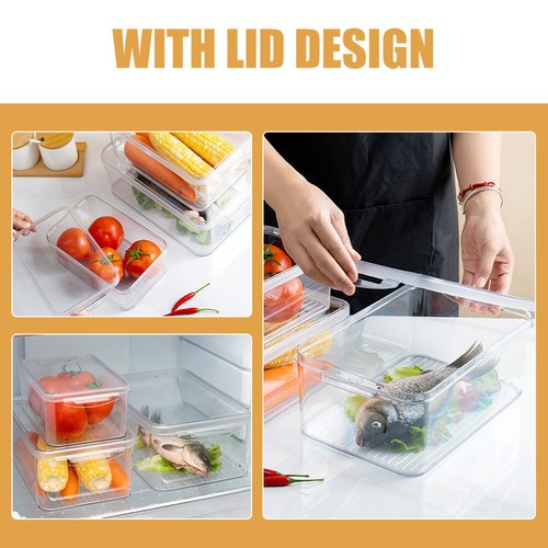 3 Pcs Refrigerator Storage Box Freezer Bin Fridge Food Container - Picture 12 of 12