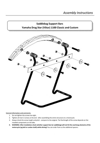 Yamaha XVS1100 DragStar VStar Chrome sac de selle supports support support kit barres - Photo 3 sur 4