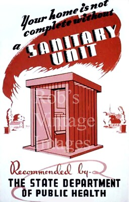 #ad #ad Outhouse One Holer Vintage 1934 Rural America Sanitary Station WPA Poster photo $10.98