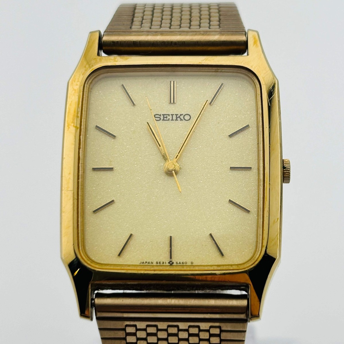 SEIKO 5E31-5A50 Quartz Unisex Watches Ladies' Watches Gold Dial