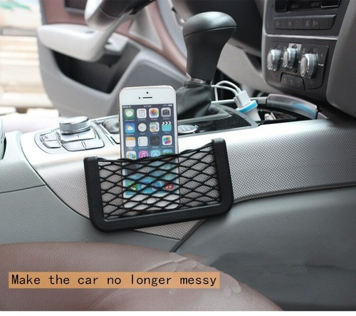 Universal Car Storage Net String Pouch Bag GPS Phone Holder Pocket Organizer - Foto 9 di 11