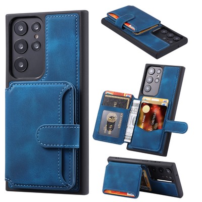 For Samsung Galaxy S25 Ultra S24 S23 S22 RFID Blocking Leather Wallet Phone Case