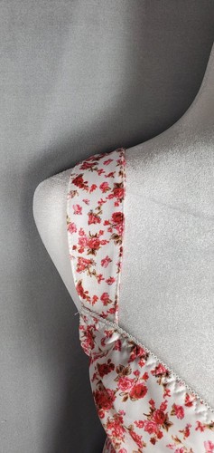 Vtg Nightgown Womens Medium Pink Floral Satin Fit Flare Retro Babydoll Dress - Picture 4 of 11