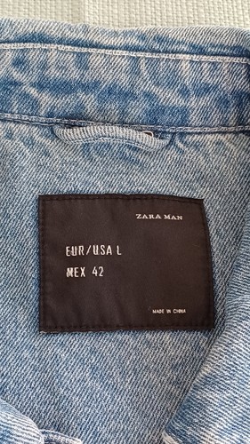 Zara Man Denim Flight Jacket Mens Size L Army Green Olive Bomber Colorblock - Picture 4 of 22
