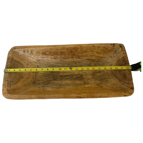 WEST ELM Wood Dough Bowl 22-3/4 x 10 x 4-1/2" Hand Carved Decorative - Picture 11 of 12