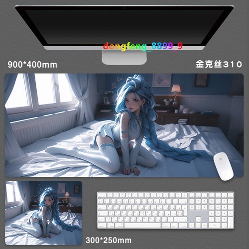 Tappetino da tavolo Arcane: League of Legends Jinx tappetino per mouse in gomma oversize 3 mm 90 * 40 cm - Foto 9 di 57