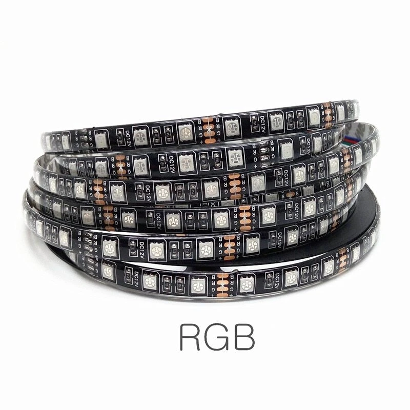 New 16FT 5M SMD RGB 5050 Black PCB Board Waterproof LED Strip Light DC 12V - Image 2 of 4