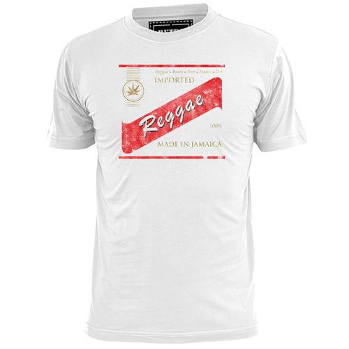 Mens Reggae Red Stripe Spoof T Shirt Ganja Weed Marley - Picture 2 of 2