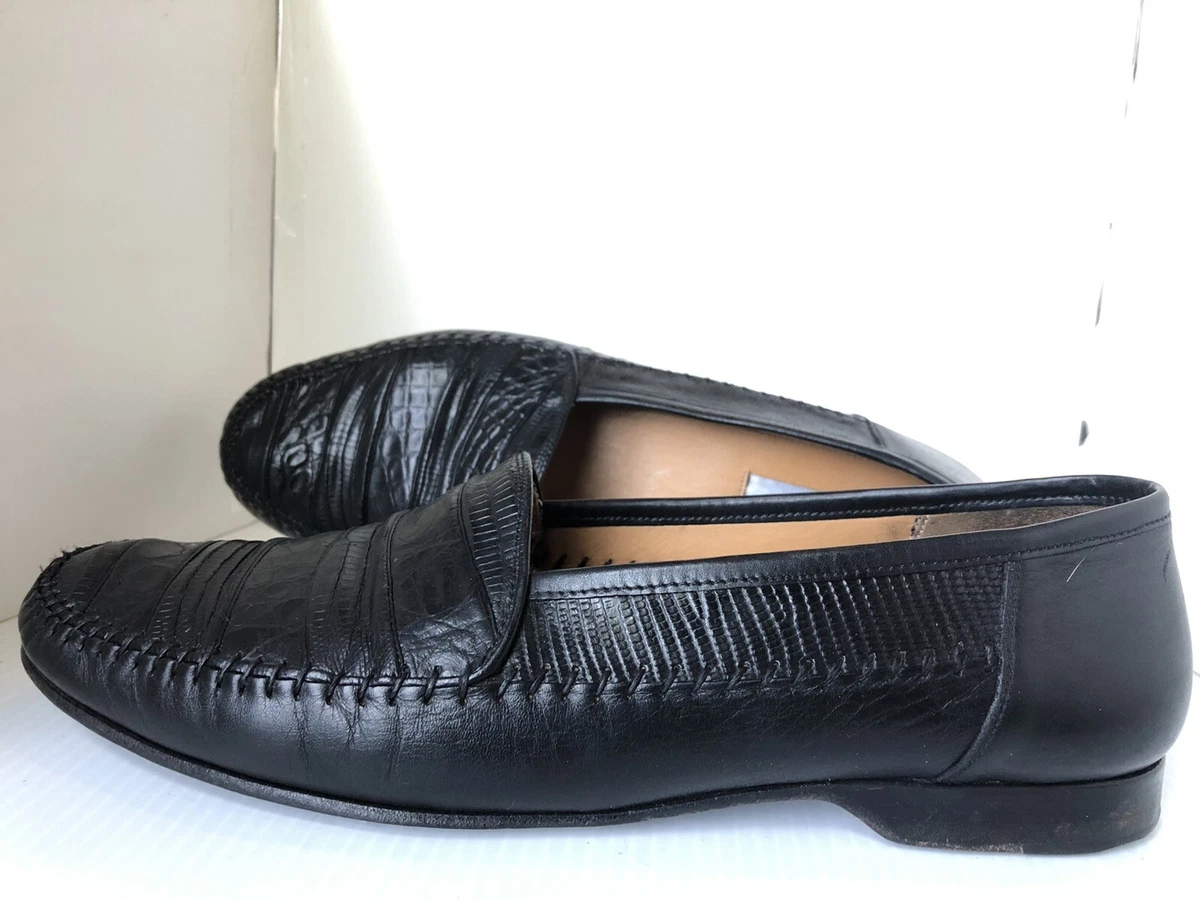Mezlan Sebastian Men s Custom Full Genuine Lizard Loafers Shoes 9.5 M Black