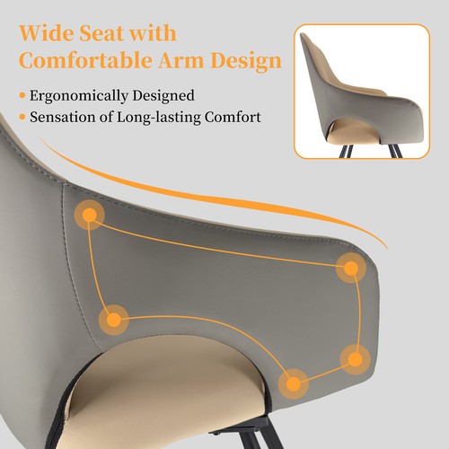 2 x Rotatable Dining Chairs Padded Two-tone Microfiber Leather Upholstered Seat - Picture 11 of 17