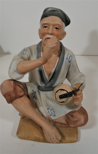 Vintage 1950"s Hakata Urasaki Clay Japanese Figures (3) Sitting Figures - Picture 8 of 24