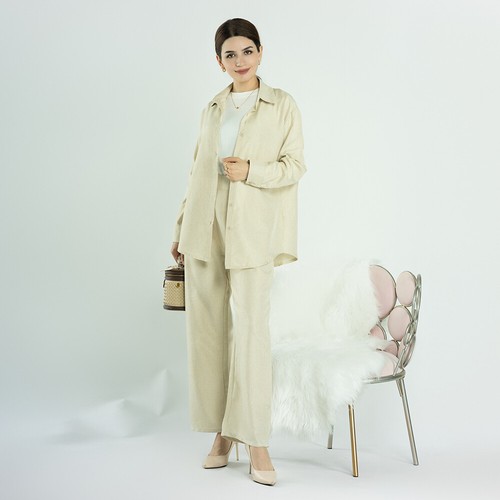 Women Spring Blouses Muslim Sets Long Sleeve Turkish Coat Pants Casual Outfits - Bild 34 von 46