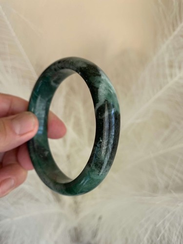Precioso Brazalete Brazalete Jade Verde Oscuro Buena Fortuna Dinero Suerte Protección 61mm - Imagen 3 de 9
