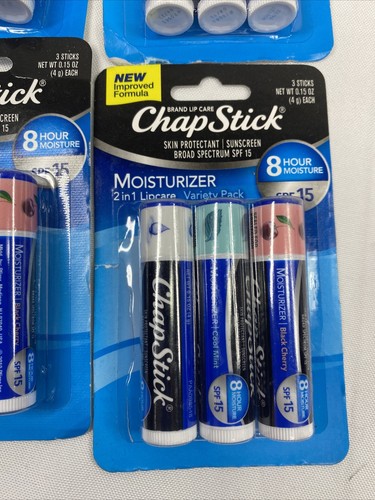 (4) Chapstick 2in1 Feuchtigkeitscreme Sorte 3er Pack LSF15 Black Cherry Mint Original 12ct - Bild 2 von 3