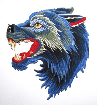 Patch Dorsal Brodé Loup Bleu - Thermocollant - 21,5 X 20 Cm - 100% Polyester - Personnalisation Vêtement - 4
