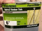 Lot of 75 - 6" Galvanized 60D Spiral Shank Framing Nails Landscape Spikes Ties