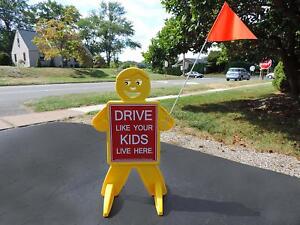 14 Tall Indoor//Outdoor Kids at Play Slow Down Sign Jerk Driving Traffic Children Speed Limit