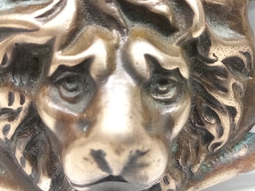 Antique Solid Brass Lion Head Door Furniture Ornament - Picture 2 of 15