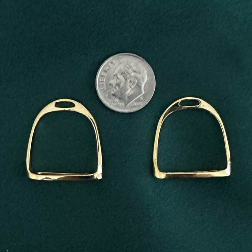 TWMHC Large 1:6 Scale ENGLISH STIRRUPS for 12-INCH ACTION FIGURES - Gold Plated - Picture 1 of 2