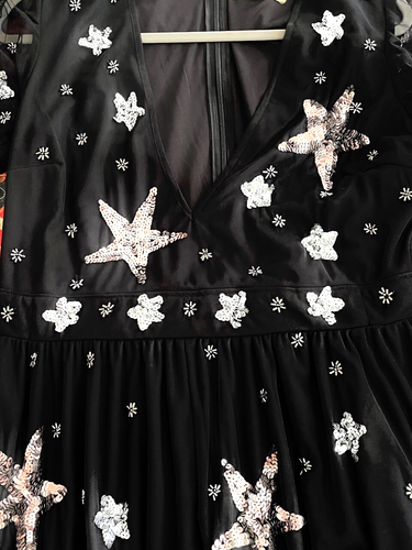 Stunning black maxi with silver/gold sequin - Petite size 16 - Gothic / Wedding - Picture 4 of 9