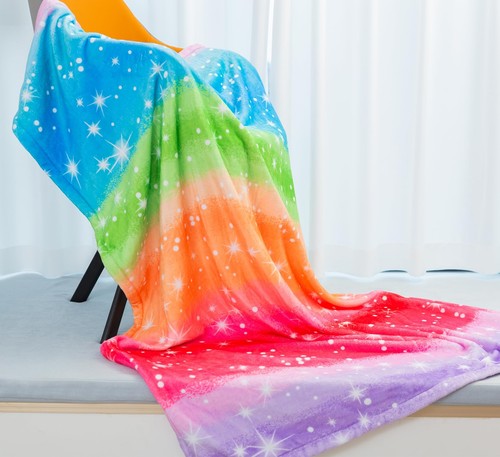 Rainbow Super Soft Colorful Pride Throw Blanket for Girls Twin Size 60"x80" - Picture 3 of 8