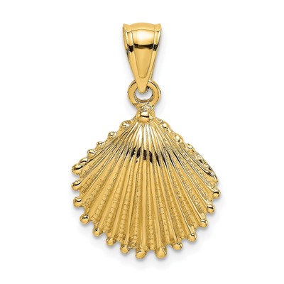 Strukturierte Jakobsmuschel Muschel Charm in echtem 14k Gelbgold
