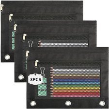 Gioriches Pencil Pouch for 3 Ring Binder - 3 Pack Zippered Pencil Pouches with T