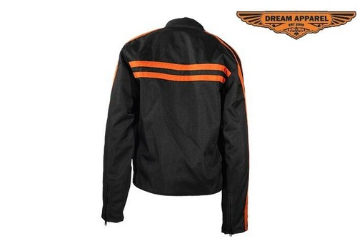 Chaqueta textil ligera negra para motocicleta para mujer con rayas y bolsillos naranjas - Imagen 5 de 7