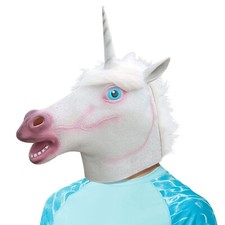 Horse Mask Unicorn Mask Funny Latex Adult Animal Head Mask Cosplay Costume White