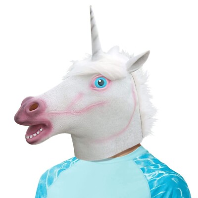 Unicorn Skull Latex Mask White Adult Unicorn Skull Latex Mask White Adult