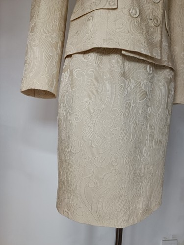 Combinaison jupe femme CHRISTIAN DIOR vintage offres jacquard beige taille 6