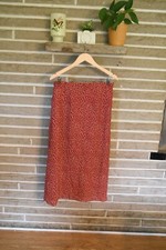 Vtg Talbots Petites Red Ditsy Floral 90s Style Maxi Skirt 14 30" USA Cottage