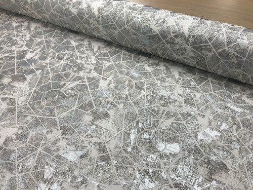 Printed curtain fabric by Romo linen metallic Art Deco material curtains 140cm - Picture 7 of 23