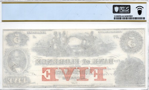 1850s $5 Bank of Florence, Nebraska Obsolete - PCGS 64 PPQ! Stunning Vignettes! - Picture 2 of 3