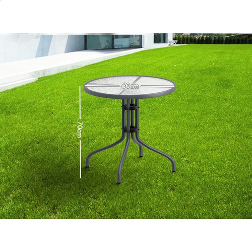 ALFORDSON Outdoor Furniture Patio Coffee Side Table Garden 60CM Glass Grey - Picture 9 of 11