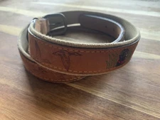 Zep Pro Men’s 32 Nubuck Leather Canvas Belt Fishing Embroidered Hunting Dog Duck