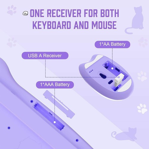 Wireless Keyboard and Mouse Set 84 Keys Compatible Mac Laptop Computer Cute - Bild 4 von 14