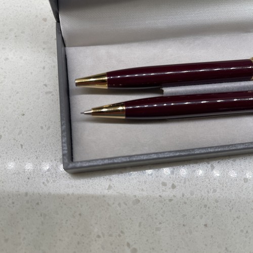 ๐ VTG Colibri LE GRAND WRITING INSTRUMENT Pen & Pencil Set Burgandy w Gold Trim - Picture 4 of 6